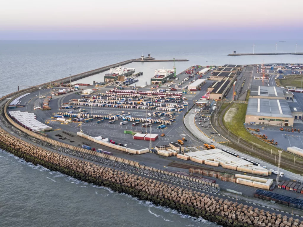 Aerial view of a port terminal